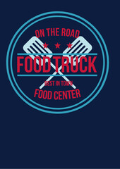 on the road food truck best in town food center logo vintage stamp
