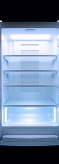 Portrait of an inside opened mini empty refrigerator, minimalist сreated with Generative Ai
