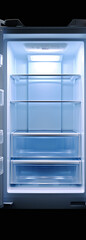 Portrait of an inside opened mini empty refrigerator, minimalist сreated with Generative Ai
