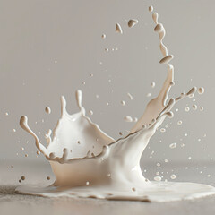 milk splash on the light beige background