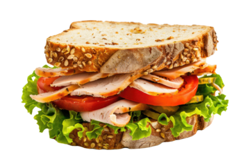 Delicious Turkey Sandwich Isolated on a Transparent Background