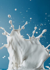 milk splash on the blue background