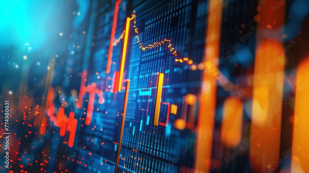 Poster enigmatic business and finance abstract background with dynamic patterns and vibrant colors
