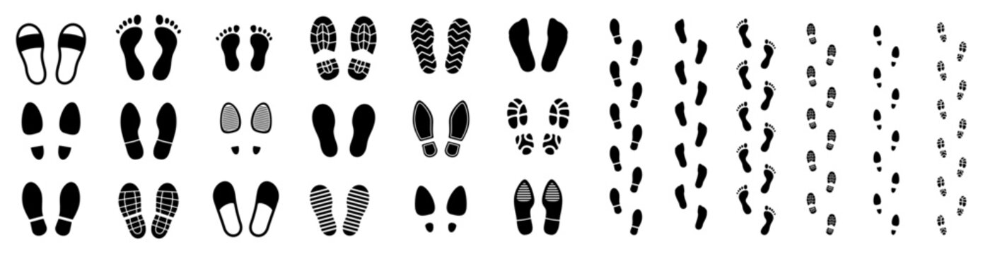 Different human footprints icon. Vector illustration