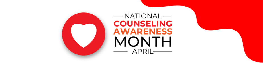 National Counseling Awareness Month background or banner design template celebrated in April. Holiday concept. banner, cover, placard, card, poster, flyer, brochure, web. vector illustration