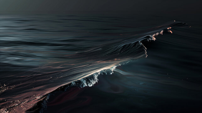dark waves breaking on surreal ocean surface