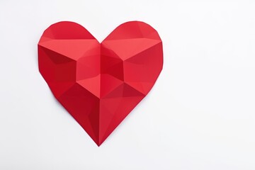 Minimalist geometric red heart shape isolated on a clean white background. Geometric Red Heart on White Background
