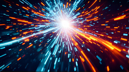 Naklejka premium Abstract technology background of high speed global data transfer, ultra fast broadband and connection, digital explosion, cyber tech motion 