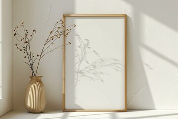 White mockup frame in A modern minimalist lounge