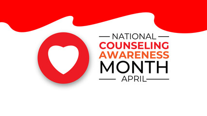 April is National Counseling Awareness Month background template. Holiday concept. banner, cover, placard, card, poster design template with text inscription and standard color. vector illustration - obrazy, fototapety, plakaty