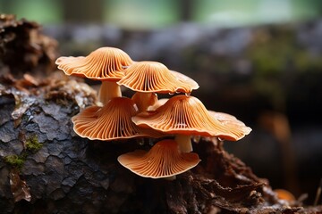 Mushrooms on a tree trunk in the forest