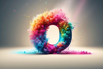 Colorful explosion font, letter O. 3d render - obrazy, fototapety, plakaty
