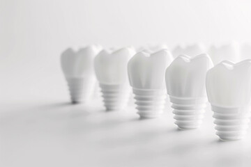 close up of dental implants on the white background