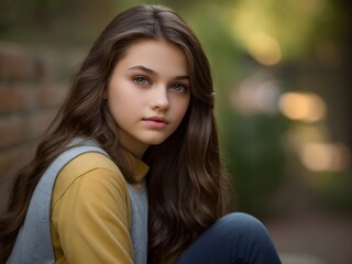 Naklejka premium Portrait of a teenage girl in university
