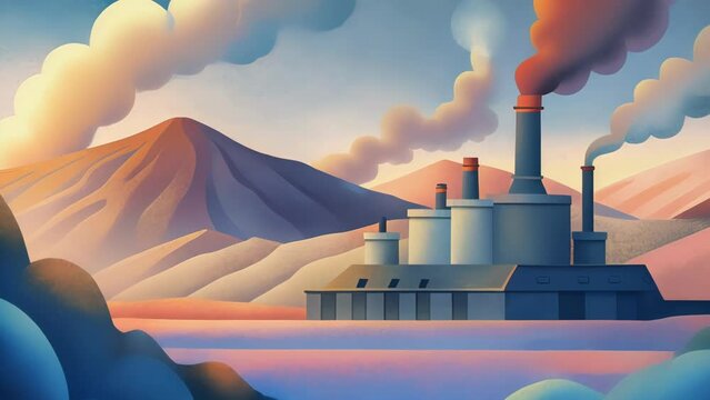 The sharp hiss of steam and rumble of machinery creating a symphony of sound at the geothermal power station.