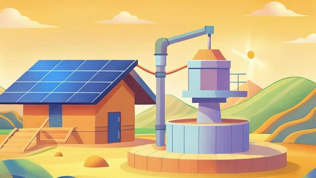 A construction site with a solarpowered water pump and sustainable waste management system all implemented with the help of a sustainability