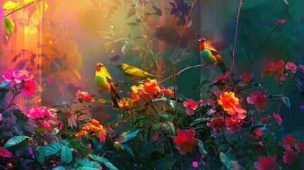 Obraz na płótnie Canvas Enchanted Elven Garden Radiant Glows and Magical Flora