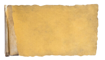 A medieval paper sheet, backdrop, mockup, template, copy space. White isolated background.