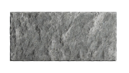 Old grey granite stone sign plate, white isolated background. Top view. Transparent background, cut out.