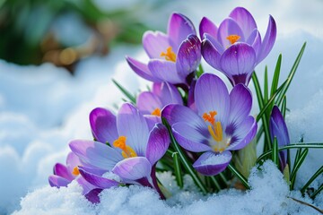 purple flowers in the snow