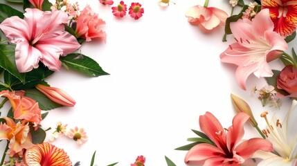 Beautiful flower frame composition with space for text, Generative Ai