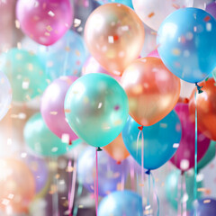 Radiant Revelry: Close-Up Capture of Colorful Balloons
