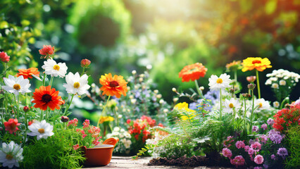 Beautiful spring flowers in the garden on a sunny day. Nature background - 774991406
