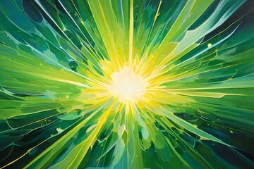 Abstract green background. Explosion star with gloss - obrazy, fototapety, plakaty