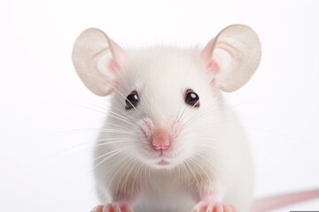 a close up of a white mouse