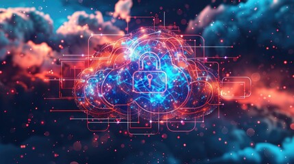 Obraz premium Cloud Security Services, Abstract Illustration of Data Protection