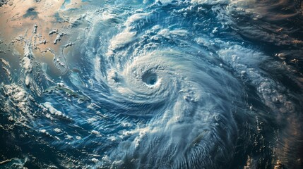 Satellite close-up of Hurricane Florence over the Atlantic, showcasing the eye of the hurricane in a super typhoon's atmospheric cyclone view