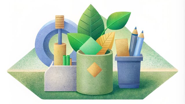 A Line Of Ecofriendly Office Supplies Made From Recycled Paper Creating A Sustainable Alternative For Everyday Office Tasks.