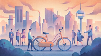 The construction of a new bikesharing system has provided an alternative and environmentallyfriendly transportation option for residents - obrazy, fototapety, plakaty