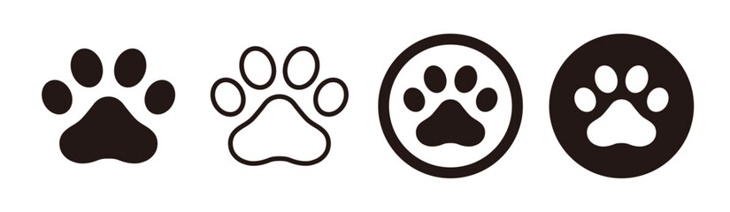 Dog and cat paw print vector icons - obrazy, fototapety, plakaty