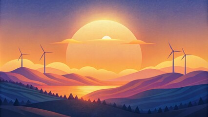 Amidst the serene beauty of the sunset the wind turbines stand as a symbol of progress and a reminder of our responsibility to take care of the