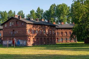 Multi-family houses (familoki) made of brick for workers in Kaufhaus housing estate. Ruda Śląska, Poland.