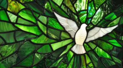 Fotobehang Stained glass representation of a dove symbolizing peace  © Natalia
