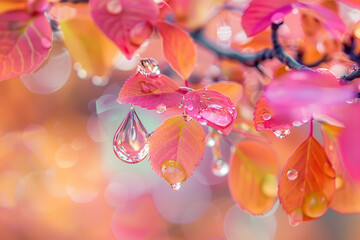 pink blossom flowers with raindrop on blurred background