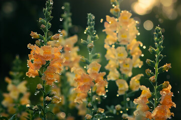 snapdragon with raindrop in the garden - obrazy, fototapety, plakaty