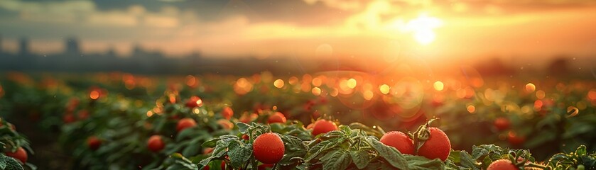 Farmers Tending to Crops in a Fertile Field with Soft Sunrise The gentle blur of workers and land suggests the timeless rhythm of agriculture. Urban Skyline Overlooking Bustling Financial District
