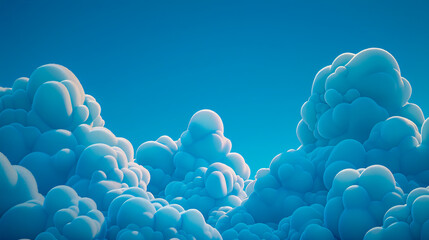 Serene sky with fluffy clouds, peaceful blue and white cloudscape on a sunny day
