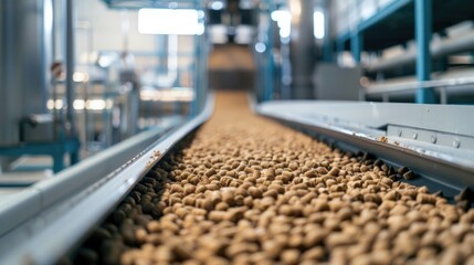 Obraz premium Biobased Pellet Production, Conveyor Belt Manufacturing Process