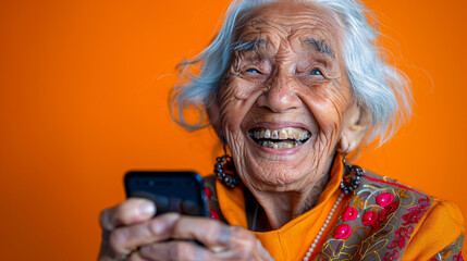 Senior woman using smartphone, mature lifestyle with technology in modern life