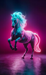 Obraz na płótnie Canvas A Horse in a neon background