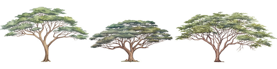 Acacia Tree remove background tree, watercolor, isolated white background - obrazy, fototapety, plakaty