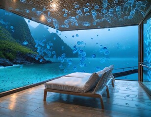 A room with a jellyfish concept, living room