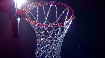 Crystal embellished basketball hoop with flare - obrazy, fototapety, plakaty