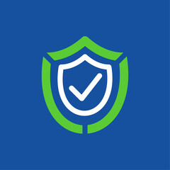 Safety shield logo with checkmark sign for safe access