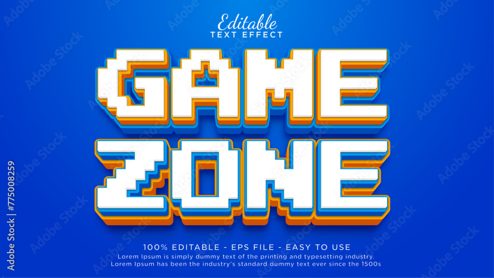 Poster arcade game text style template. cartoon text style