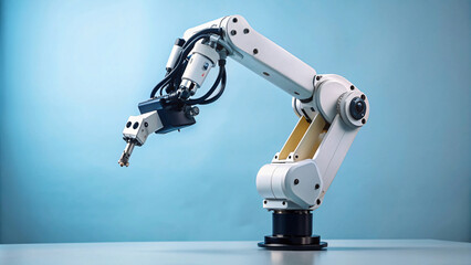 metal robot arm with equipment in a lab